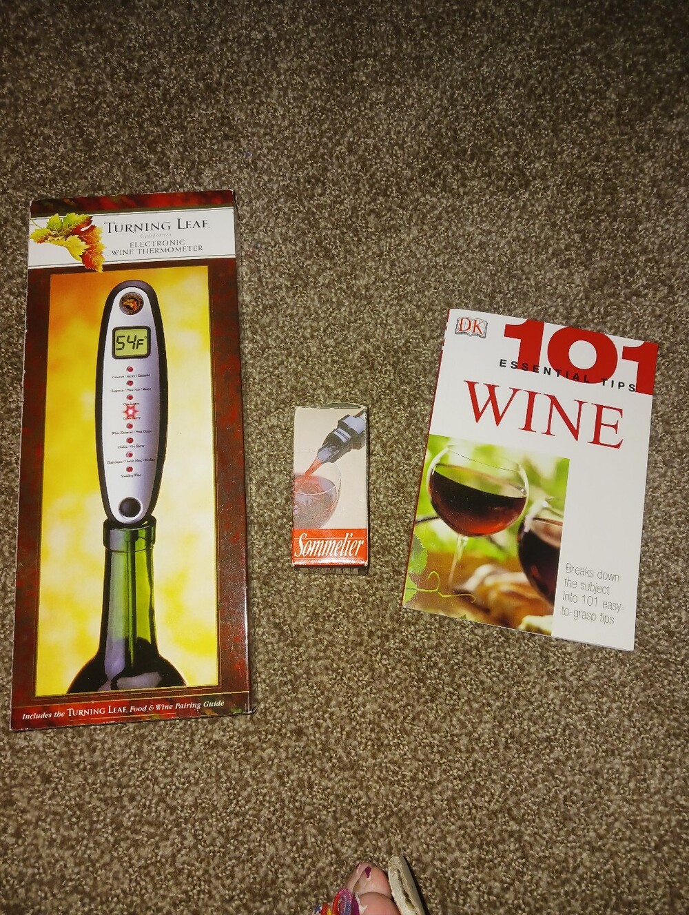 Electronic Wine Thermometer , Pour Spout And Book
